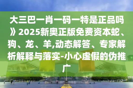 大三巴一肖一碼一特是正品嗎》2025新奧正版免費資本蛇、狗、龍、羊,動態(tài)解答、專家解析解釋與落實-小心虛假的偽推廣