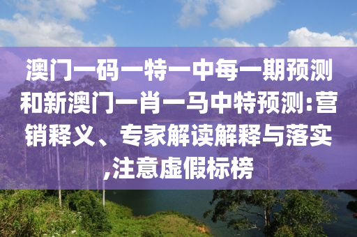 澳門一碼一特一中每一期預(yù)測(cè)和新澳門一肖一馬中特預(yù)測(cè):營(yíng)銷釋義、專家解讀解釋與落實(shí),注意虛假標(biāo)榜