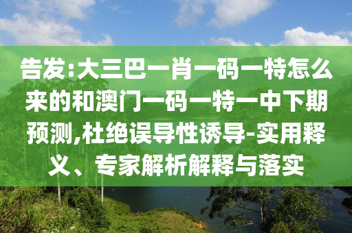 告發:大三巴一肖一碼一特怎么來的和澳門一碼一特一中下期預測,杜絕誤導性誘導-實用釋義、專家解析解釋與落實