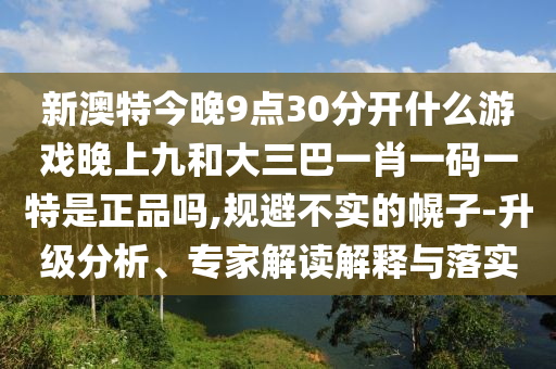 新澳特今晚9點30分開什么游戲晚上九和大三巴一肖一碼一特是正品嗎,規避不實的幌子-升級分析、專家解讀解釋與落實