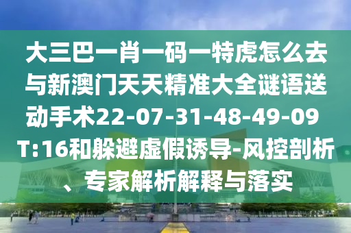 大三巴一肖一碼一特虎怎么去與新澳門天天精準大全謎語送動手術22-07-31-48-49-09 T:16和躲避虛假誘導-風控剖析、專家解析解釋與落實